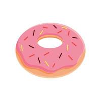 vectorillustratie van heerlijke donut in gekleurd glazuur op een witte achtergrond. voedselconcept. ontwerp voor menu, cafédecoraties, bezorgdoos. vector