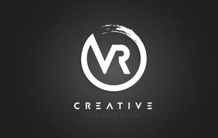 vr circulaire brief logo met cirkel borstel ontwerp en zwarte achtergrond. vector