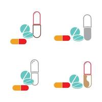 medische pillen pictogram vector logo illustratie ontwerpsjabloon