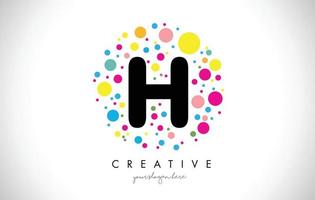 h bubble dots letter logo-ontwerp met creatieve kleurrijke bubbels. vector