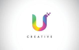 u kleurrijke logo brief ontwerp vector. creatieve regenbooggradiënt letterpictogram vector