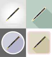 pen briefpapier apparatuur instellen plat pictogrammen vector illustratie