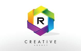 r brief logo. zakelijk zeshoekig ontwerp vector