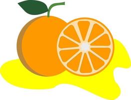 sinaasappelfruit met sap op de bodem vector