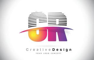 cr cr letter logo-ontwerp met creatieve lijnen en swosh in paarse penseelkleur. vector