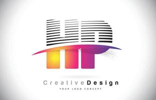 hp hp letter-logo-ontwerp met creatieve lijnen en swosh in paarse penseelkleur. vector