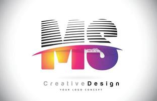 ms ms letter logo-ontwerp met creatieve lijnen en swosh in paarse penseelkleur. vector