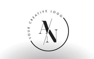 een serif letter logo-ontwerp met creatieve doorsneden snit. vector