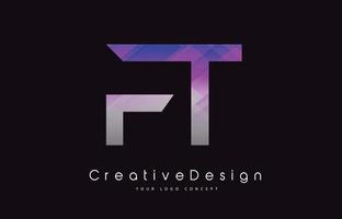 ft brief logo ontwerp. paarse textuur creatieve pictogram moderne brieven vector logo.
