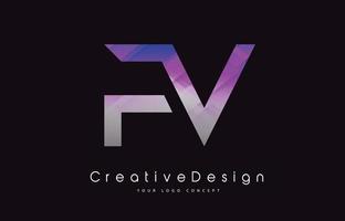 fv brief logo ontwerp. paarse textuur creatieve pictogram moderne brieven vector logo.