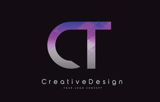 ct brief logo ontwerp. paarse textuur creatieve pictogram moderne brieven vector logo.