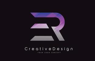 er brief logo ontwerp. paarse textuur creatieve pictogram moderne brieven vector logo.