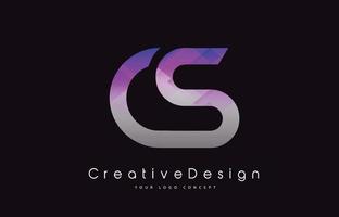 cs brief logo ontwerp. paarse textuur creatieve pictogram moderne brieven vector logo.