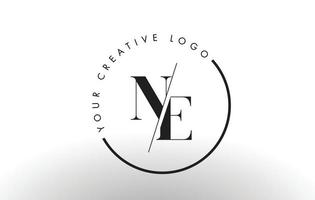 ne serif letter logo-ontwerp met creatieve doorsneden snit. vector