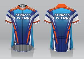 jerseyontwerp voor fietsen, voor- en achteraanzicht, mooi uniform en gemakkelijk te bewerken en af te drukken, wielerteamuniform vector