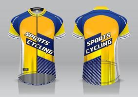 jerseyontwerp voor fietsen, voor- en achteraanzicht, mooi uniform en gemakkelijk te bewerken en af te drukken, wielerteamuniform vector