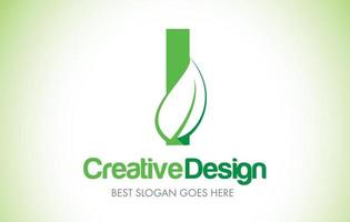 ik groen blad brief ontwerp logo. eco bio blad letter pictogram illustratie logo. vector