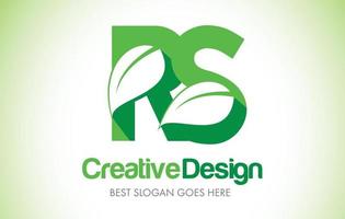 rs groen blad brief ontwerp logo. eco bio blad letter pictogram illustratie logo. vector