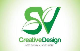 SV groen blad brief ontwerp logo. eco bio blad letter pictogram illustratie logo. vector
