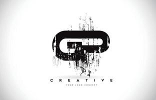 gp gp grunge brush brief logo ontwerp in zwarte kleuren vectorillustratie. vector