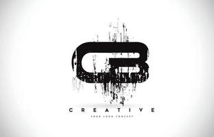 cb cb grunge brush brief logo ontwerp in zwarte kleuren vector illustratie.