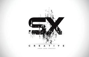 sx sx grunge brush letter logo ontwerp in zwarte kleuren vector illustratie.