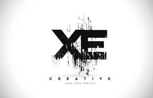 xe xe grunge brush letter logo ontwerp in zwarte kleuren vector illustratie.