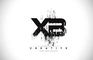 xb xb grunge brush brief logo ontwerp in zwarte kleuren vector illustratie.