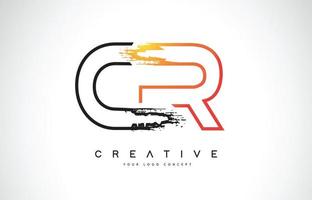 cr creatief modern logo-ontwerp met oranje en zwarte kleuren. monogram beroerte brief ontwerp. vector