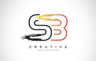 sb creatief modern logo-ontwerp met oranje en zwarte kleuren. monogram beroerte brief ontwerp. vector
