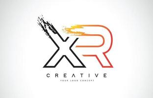 xr creatief modern logo-ontwerp met oranje en zwarte kleuren. monogram beroerte brief ontwerp. vector