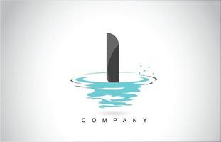 ik letter logo-ontwerp met waterplons rimpelingen druppels reflectie vector