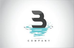 b letter logo ontwerp met water splash rimpelingen druppels reflectie vector