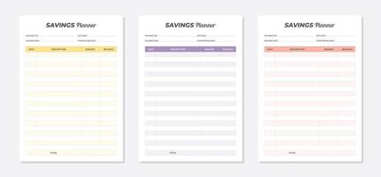 besparing planner sjabloon ontwerpset vector