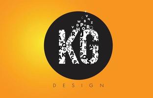 kg kg-logo gemaakt van kleine letters met zwarte cirkel en gele achtergrond. vector