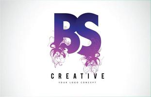 bs bs paarse letter logo-ontwerp met vloeibaar effect dat stroomt vector