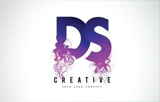 ds ds paarse letter logo-ontwerp met vloeibaar effect dat stroomt vector