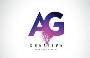 ag ag paarse letter logo-ontwerp met vloeibaar effect dat stroomt vector