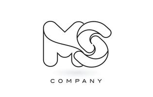 ms monogram letter logo met dunne zwarte monogram omtrek contour. moderne trendy brief ontwerp vector. vector