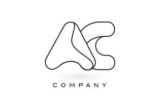 ac monogram letter logo met dunne zwarte monogram omtrek contour. moderne trendy brief ontwerp vector. vector