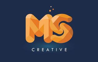 ms brief met origami driehoeken logo. creatief geeloranje origami-ontwerp. vector