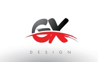 gx gx brush logo letters met rode en zwarte swoosh brush voorkant vector