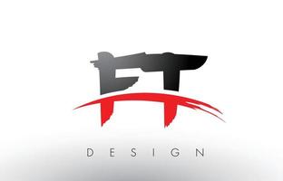 ft ft brush logo letters met rode en zwarte swoosh brush voorkant vector