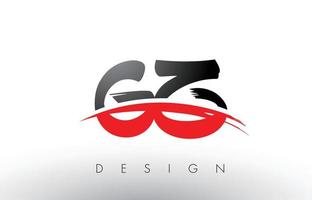 gz gz brush logo letters met rode en zwarte swoosh brush voorkant vector