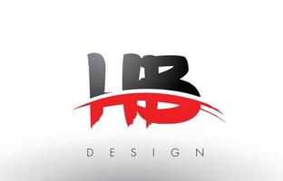 hb hb brush logo letters met rode en zwarte swoosh brush voorkant vector