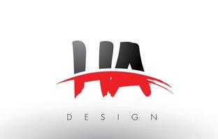 ha ha brush logo letters met rode en zwarte swoosh brush voorkant vector