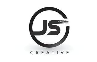 js borstel letter logo ontwerp. creatieve geborstelde letters pictogram logo. vector