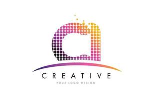 ci ci letter logo-ontwerp met magenta stippen en swoosh vector