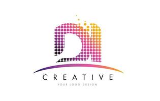 di di letter logo-ontwerp met magenta stippen en swoosh vector