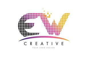 ew ew letter logo-ontwerp met magenta stippen en swoosh vector